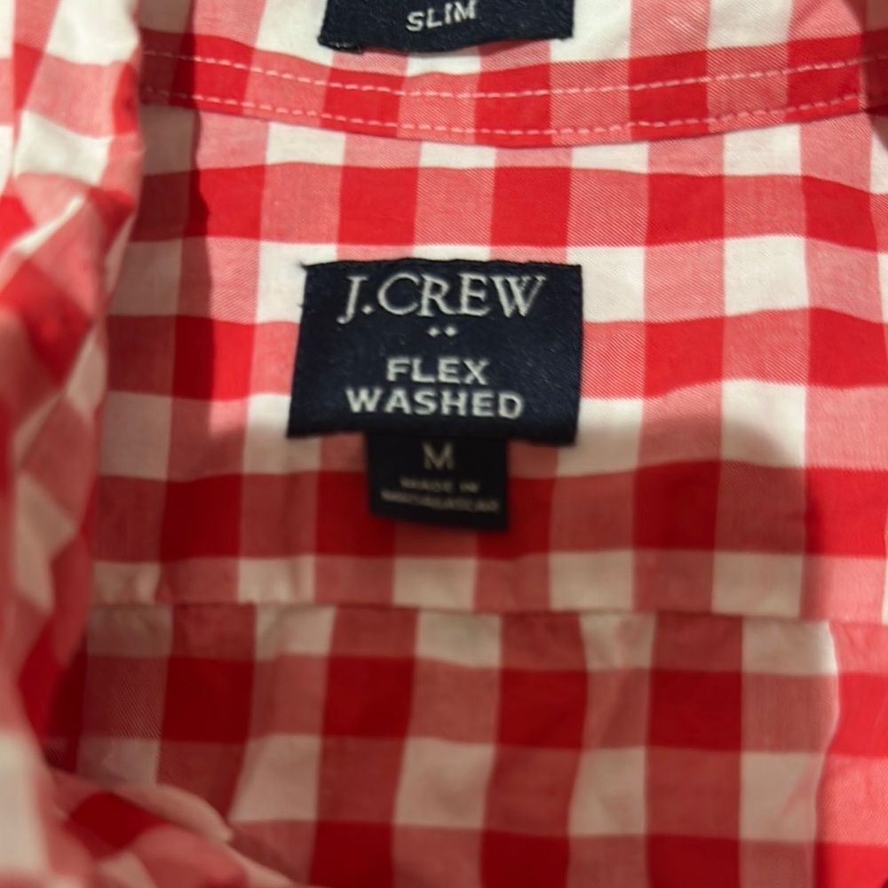 J. Crew Red and White Gingham Casual Button Down Shirt18